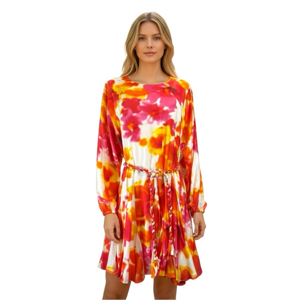 Alex Marie Riley Floral Fit & Flare Dress Size 8 Multi colored Long Sleeve | NWT